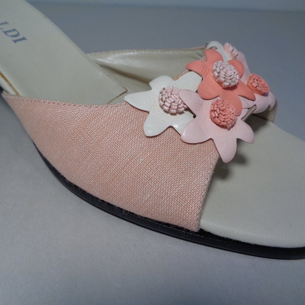 Pancaldi Size 8.5 M P3056 Coral Jeans Fabric Heeled Sandals New Women's Shoes - Picture 5 of 16